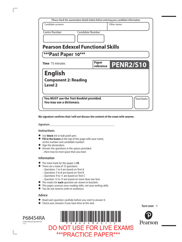 FS English Reading Level 2 Past Paper 10 QP | PDF | Human Communication