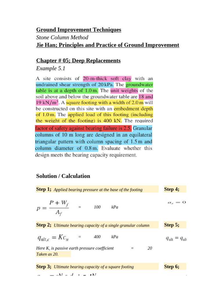 Stone Column Ground Improvement Analysis | PDF