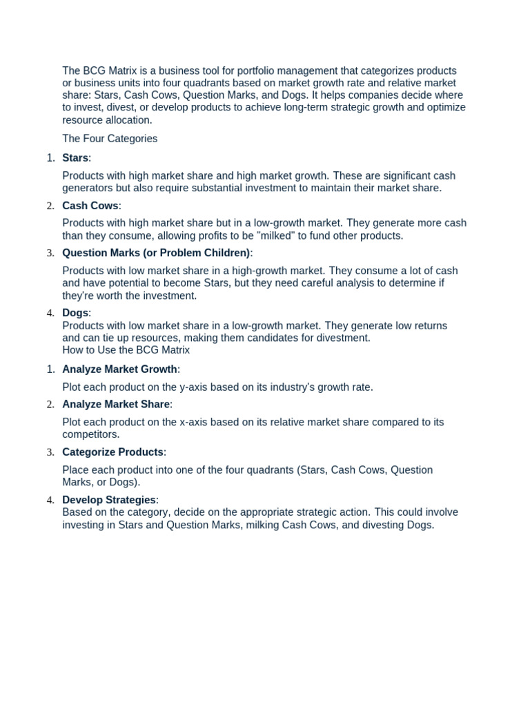 Understanding the BCG Matrix for Growth | PDF
