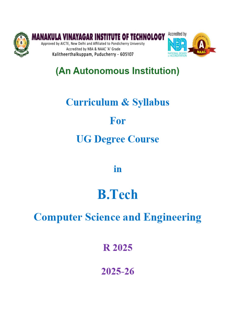 B.Tech CSE Curriculum R-2025 Overview | PDF | Eigenvalues And ...