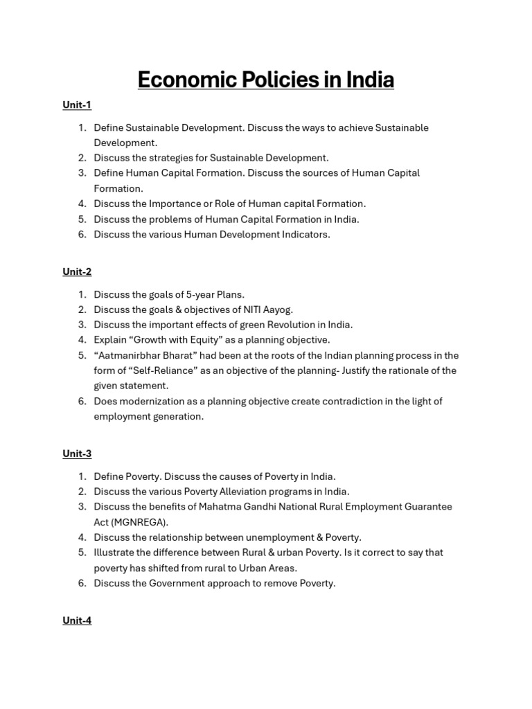 Economic Policies in India | PDF | Sustainability | Fiscal Policy