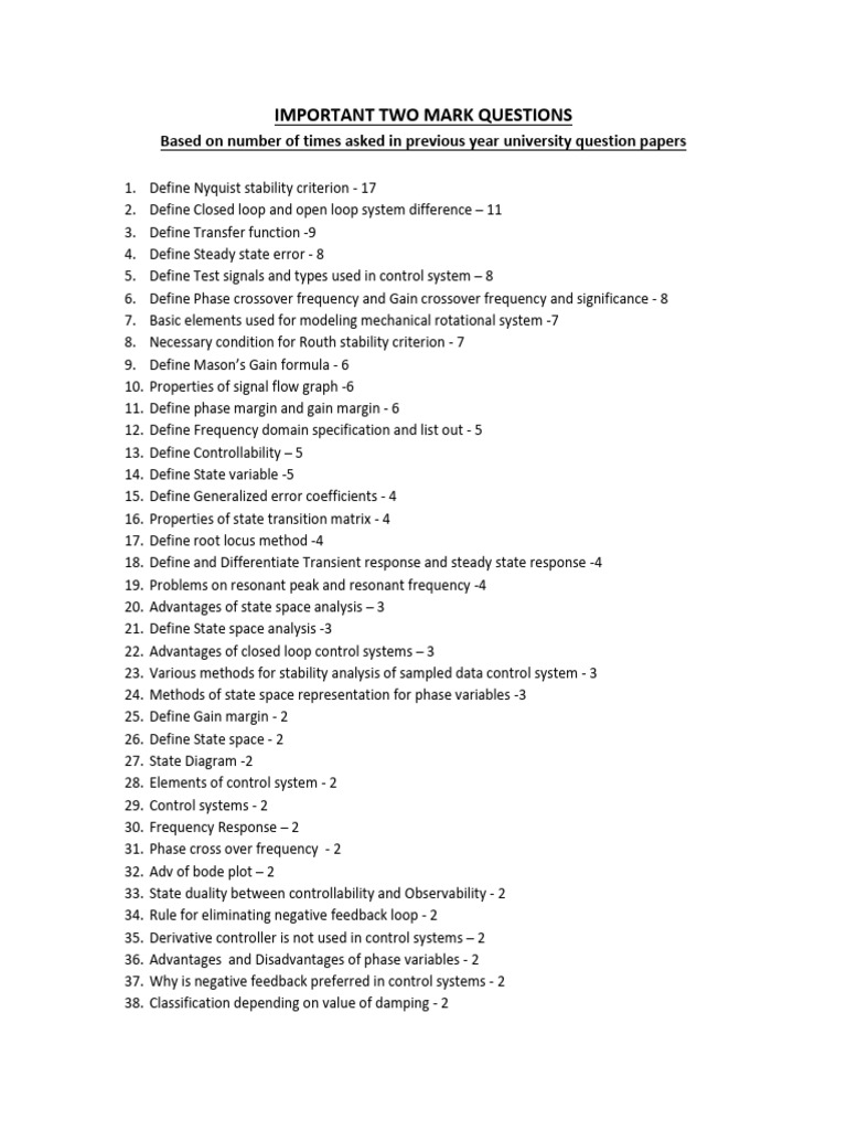 Key Control System Questions Explained | PDF