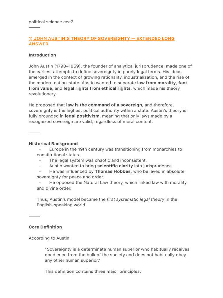Political Science Cce2 | PDF | Power (Social And Political) | Sovereignty