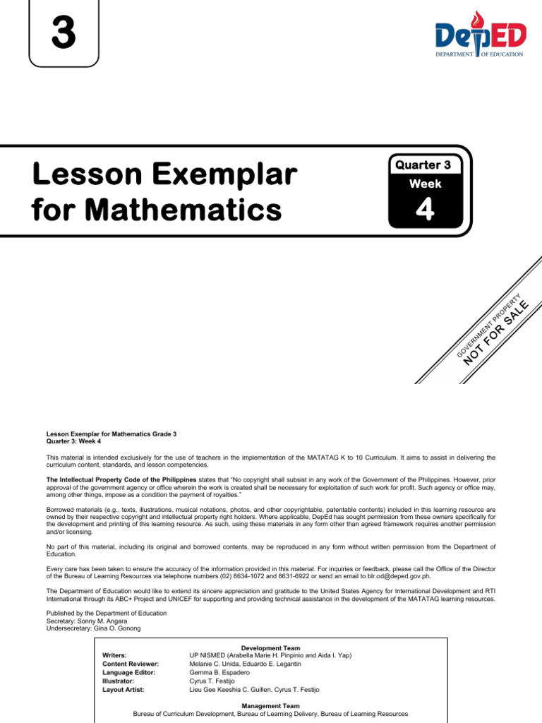 Grade 3 Math Lesson Plan: Week 4 | PDF | Multiplication | Flashcard