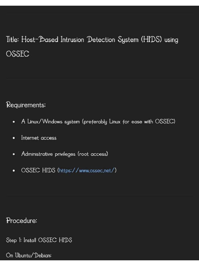19.demonstrate Host Based Intrusion Detection System Using Any Tool. | PDF