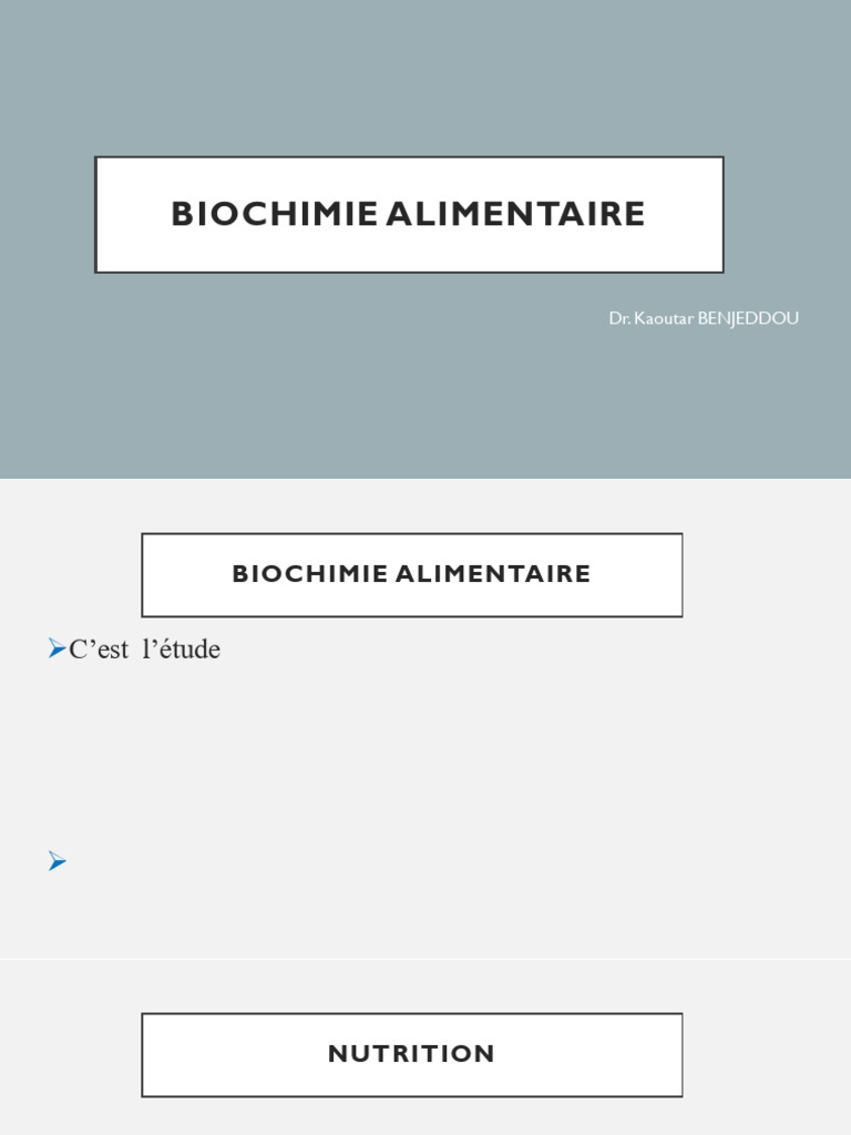 Biochimie Alimentaire Et Nutrition Essentielle PDF Lipide Nutriments