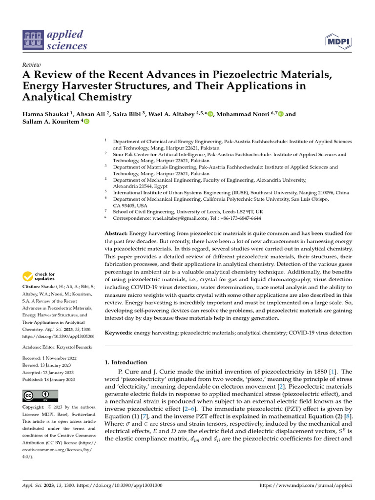 Advances in Piezoelectric Materials for Energy Harvesting | PDF ...