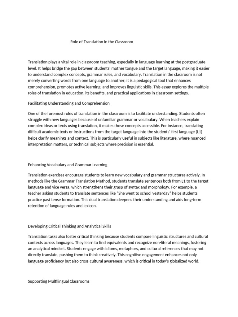 Translation's Impact on Language Learning | PDF | Translations ...