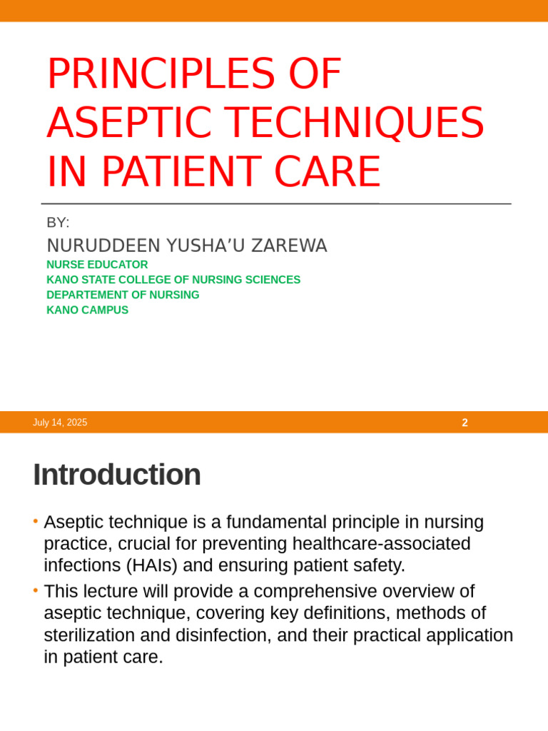 Principles of Aseptic Techniques in Patient Care | PDF | Sterilization ...