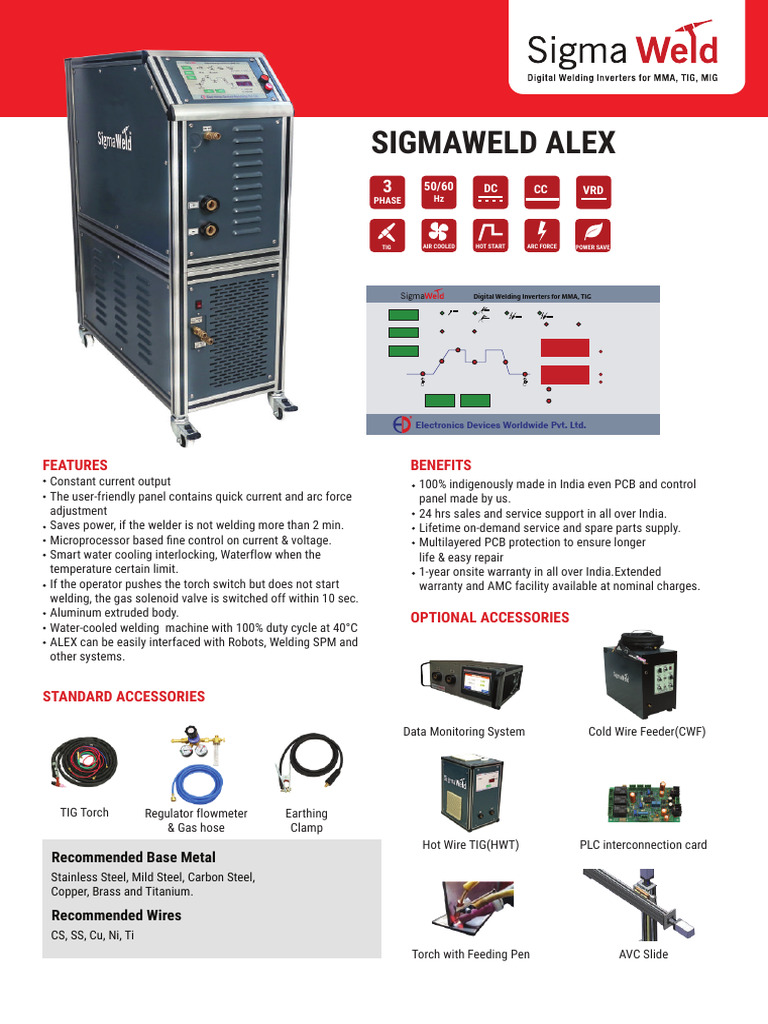 SigmaWeld Alex Cold Wire Feeder Hot Wire TIG 1 | PDF | Welding ...