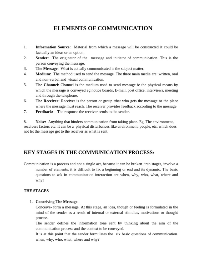 Key Elements of Effective Communication | PDF | Communication ...