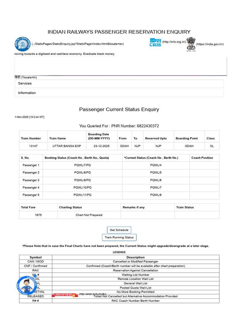 Indian Railways Passenger Enquiry Guide | PDF