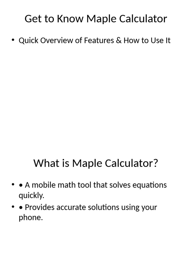 Maple Calculator: Fast Math Solutions | PDF