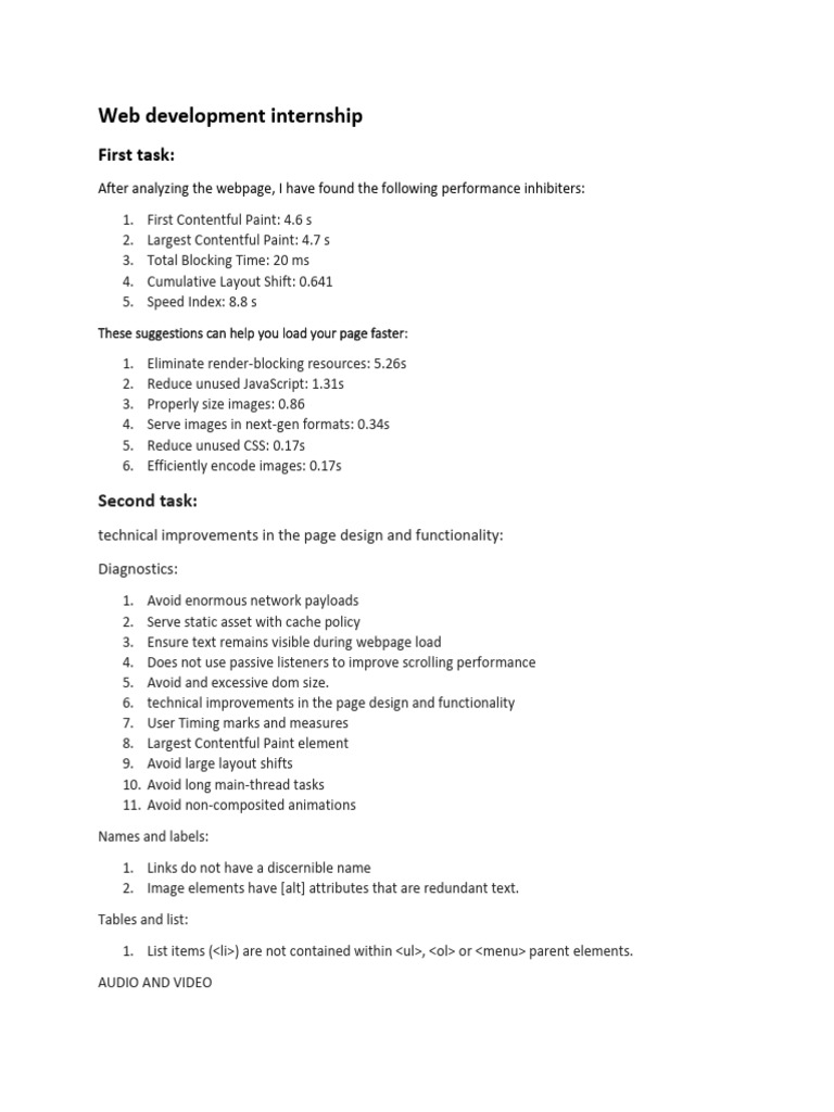 Web Development Internship | PDF