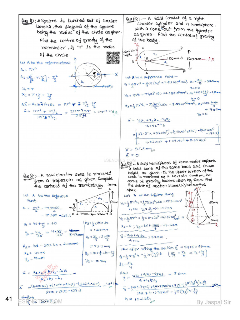 Engineering Mechanics by Jaspal Sir (Normal Handwritten) F-1-41 | PDF