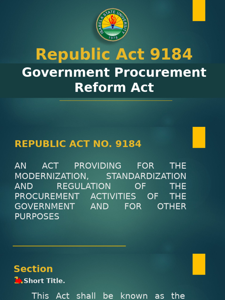 Republic Act 9184 | PDF | Justice | Crime & Violence