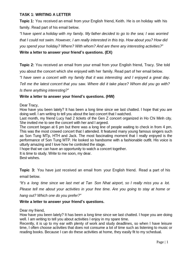 Writing Letters to Friends: Topics & Tips | PDF