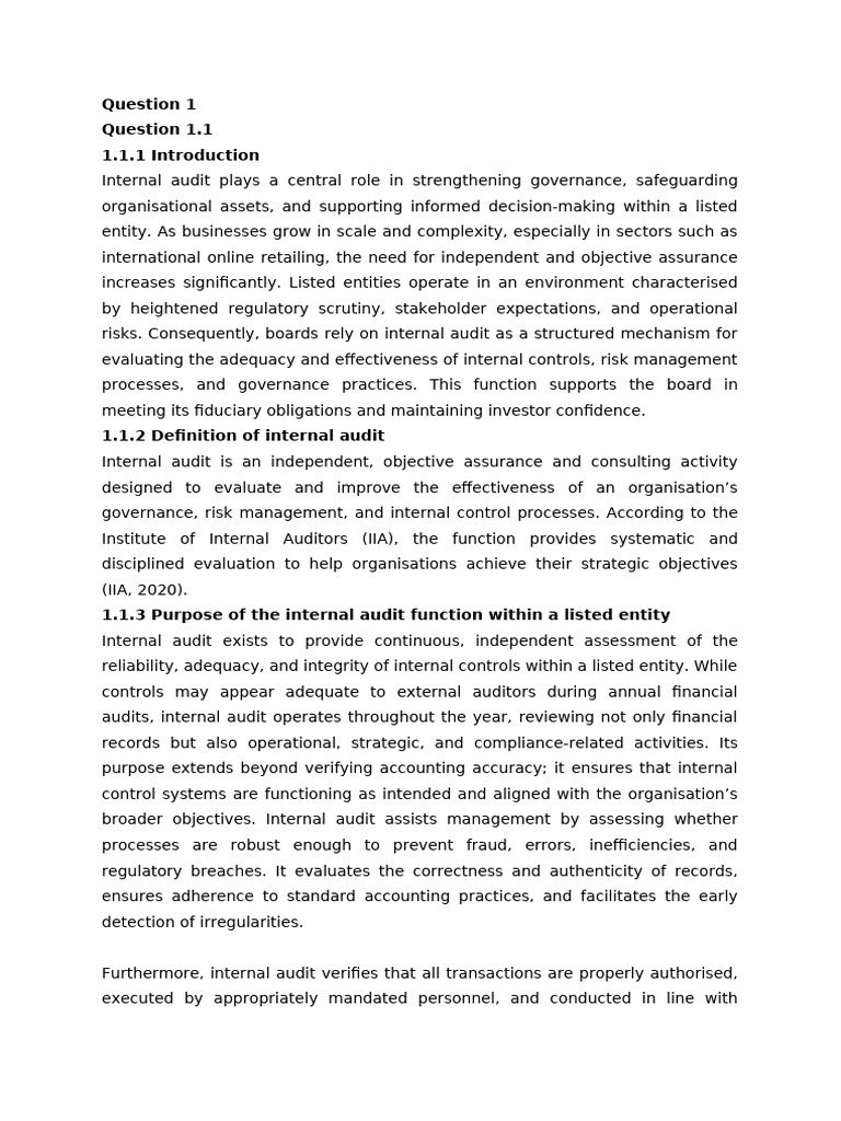 Importance of Internal Audit in Governance | PDF | Internal Audit | Audit