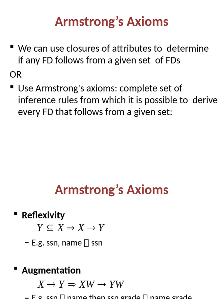 Understanding Armstrong's Axioms in FDs | PDF | Data Model | Mathematics