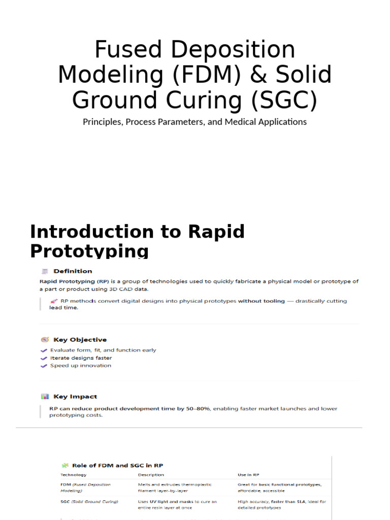 FDM & SGC in Medical Prototyping | PDF