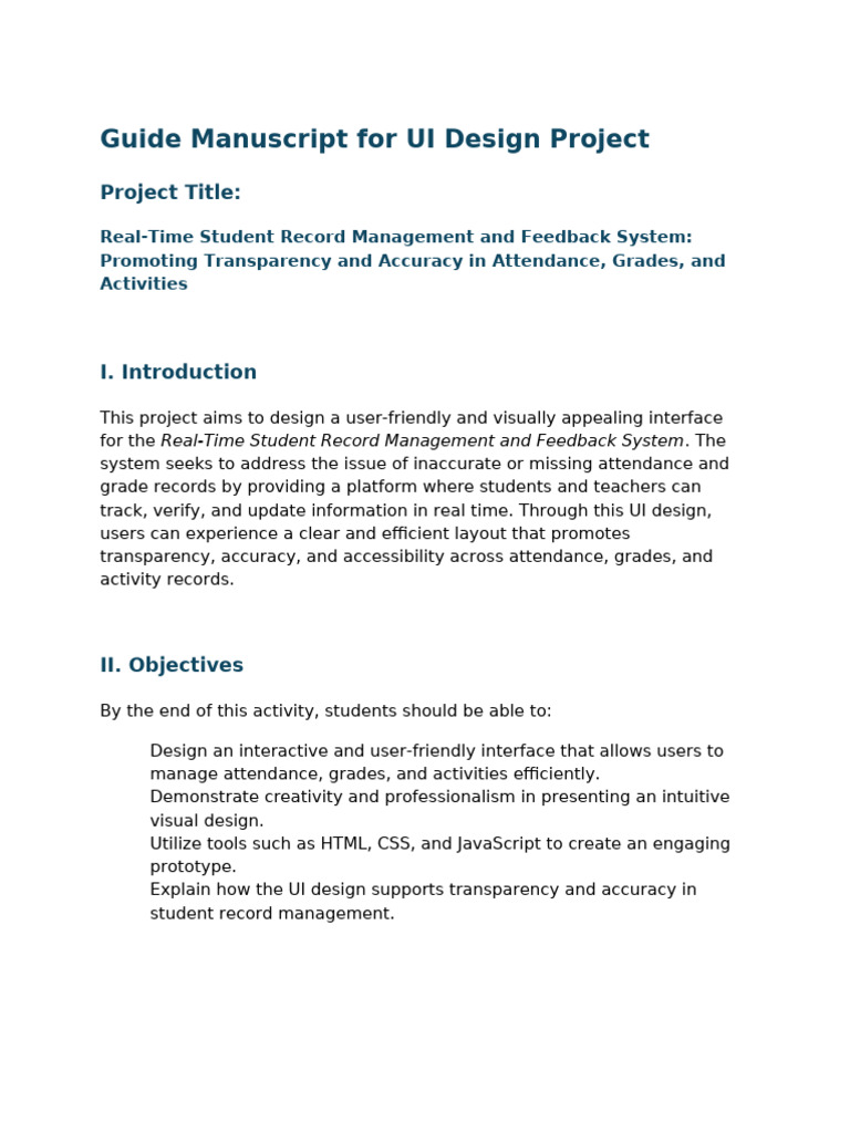 UI Design for Student Record System | PDF | User Interface | User ...