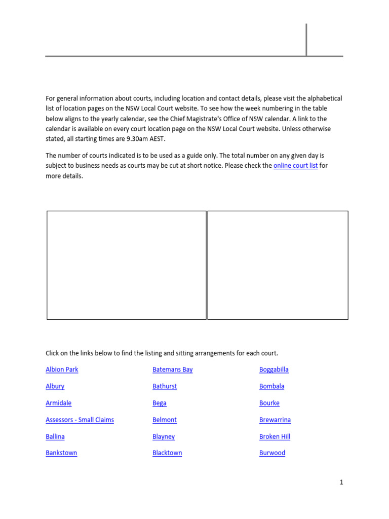 NSW Local Court Listing Arrangements | PDF | New South Wales | Practice ...