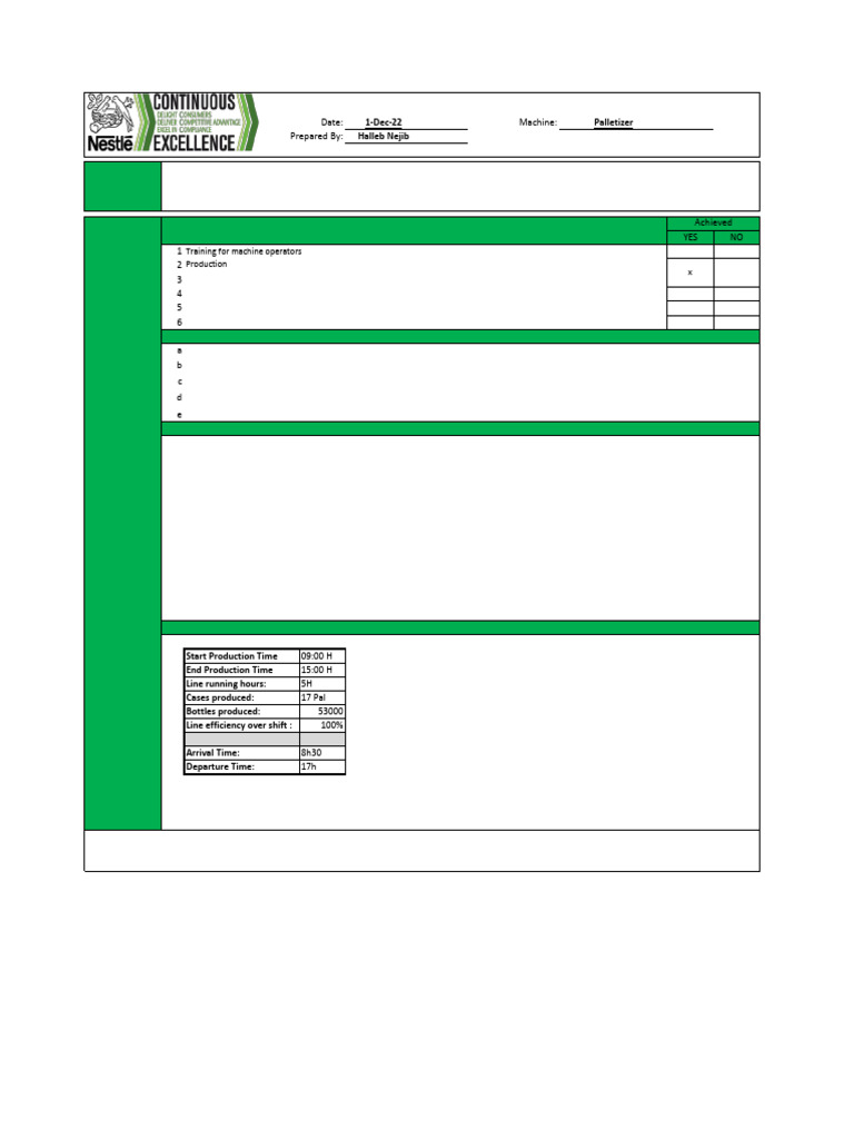 MSL3 - DSR Report 01-12-22 Palletizer | PDF