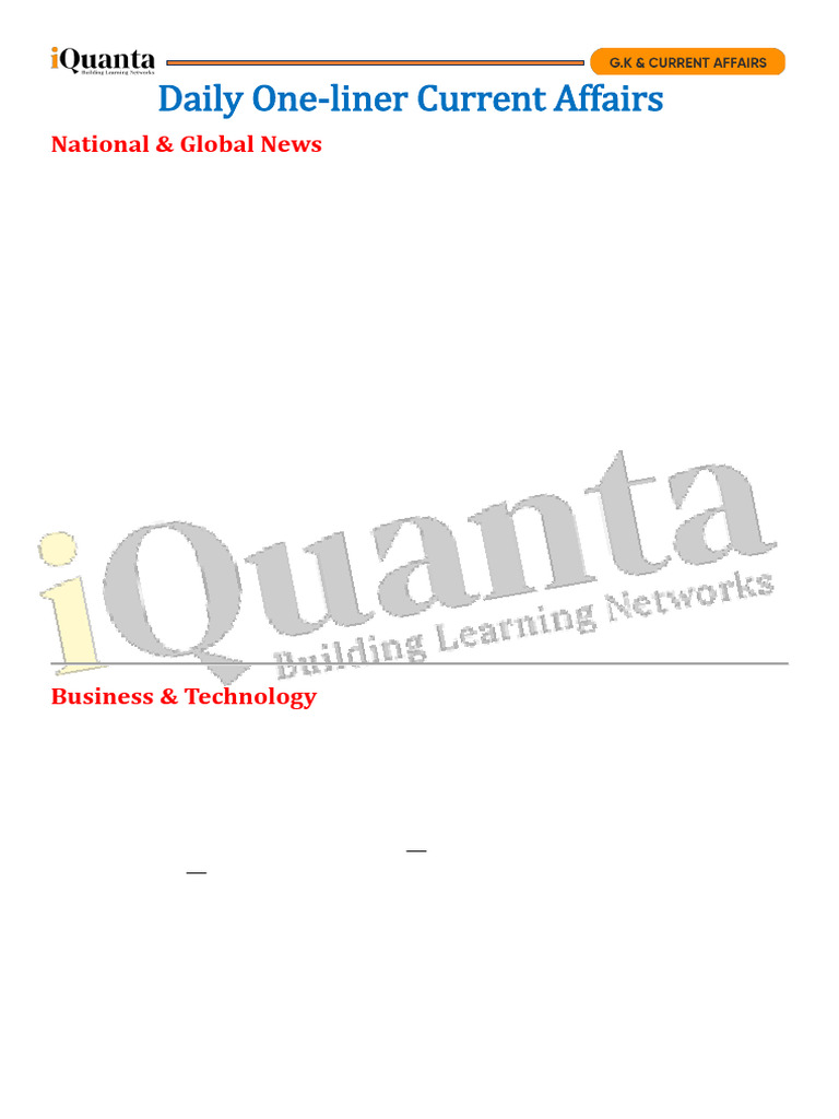 Daily One Liner Current Affairs - 14 November 2025 | PDF