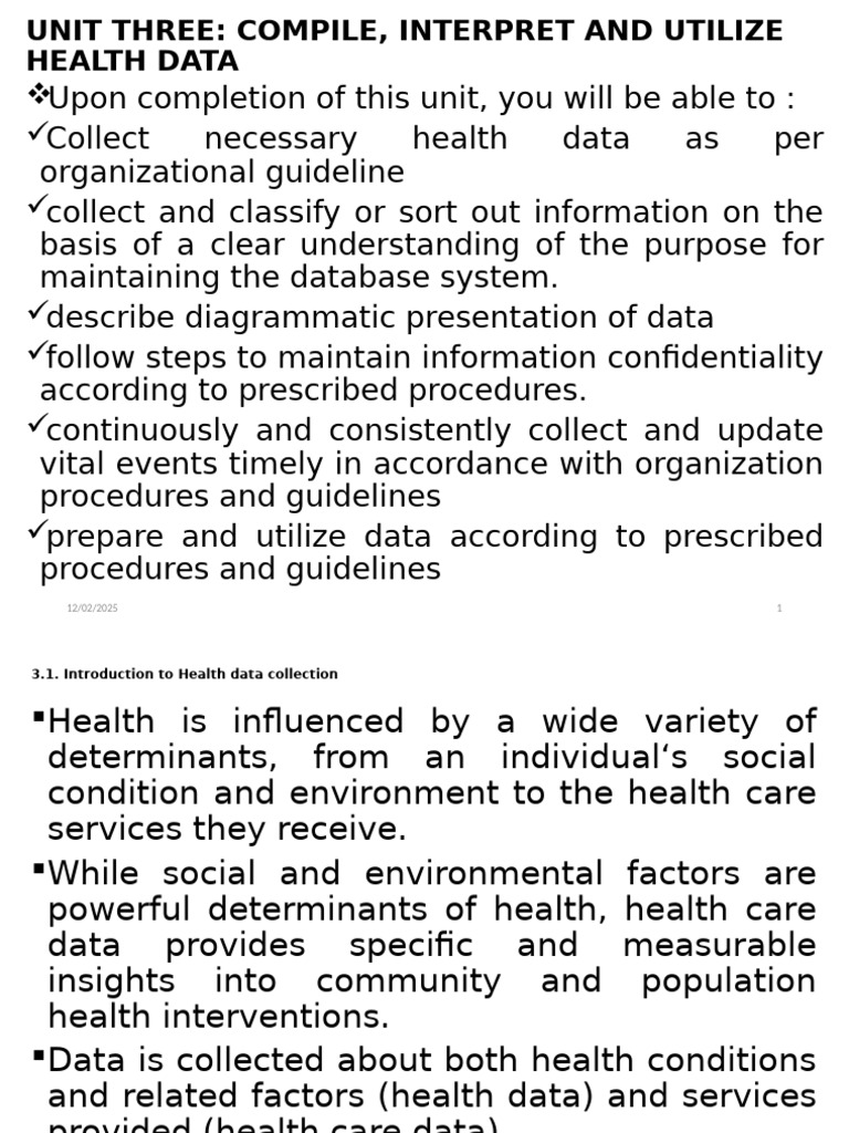 UNIT 3 Basic Health Statistics and Survey | PDF | Data Analysis ...