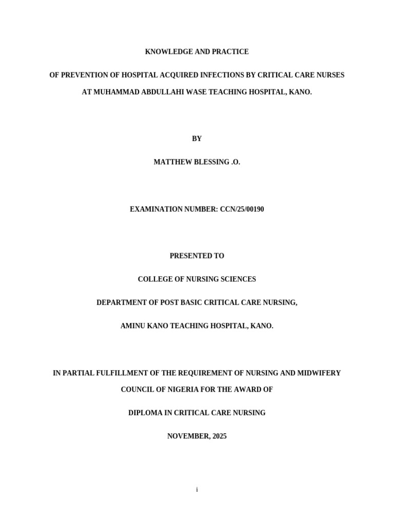Icu Project Copy Editted Copy 2 Copy 2 | PDF | Hospital Acquired ...