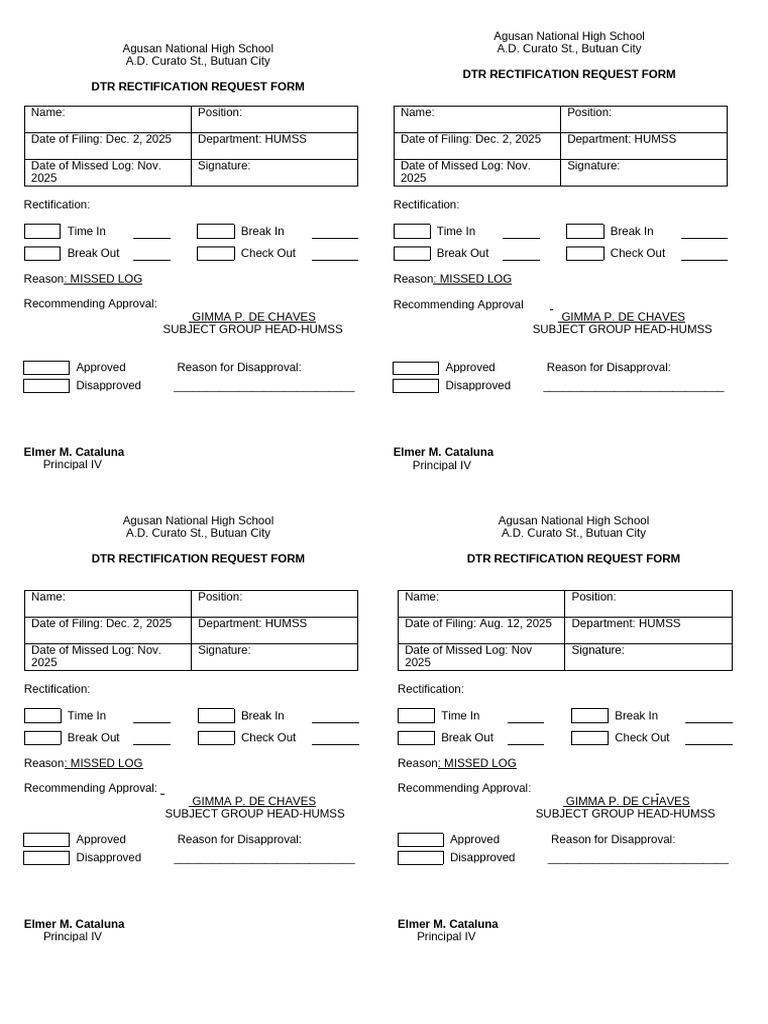 Rectification Form | PDF