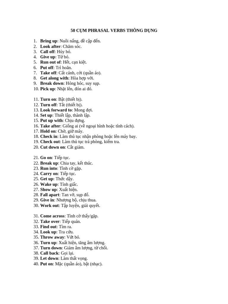 50 C M Phrasal Verbs Thông D NG | PDF