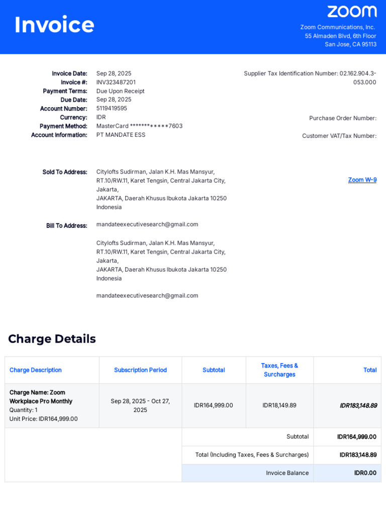Inv323487201 A24430577 09282025 | PDF | Invoice | Fee