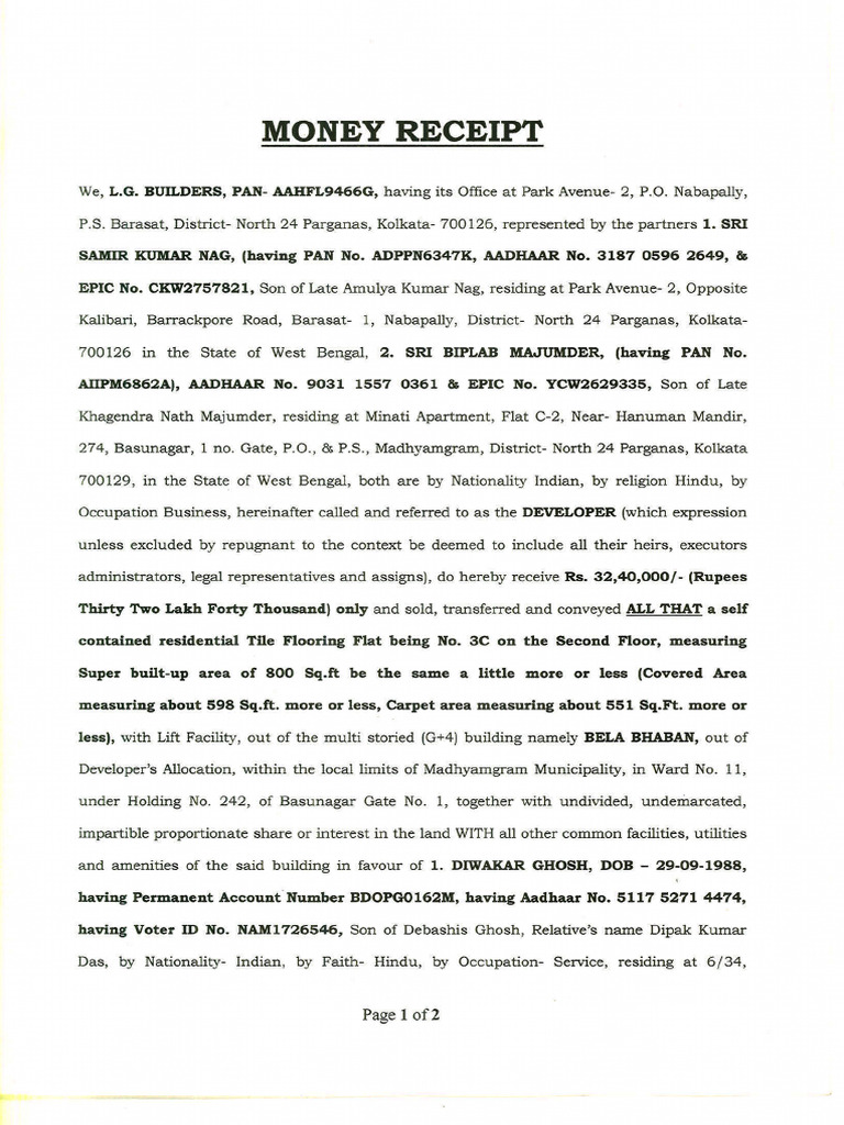 Money Receipt | PDF
