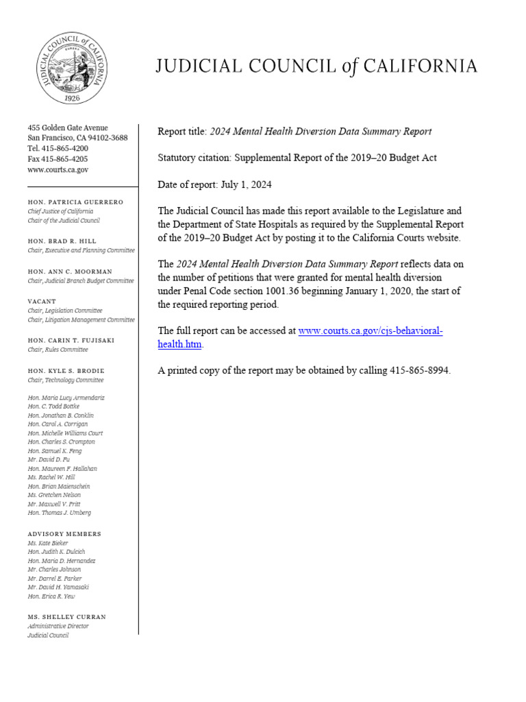 2024 Mental Health Diversion Data Summary Report | PDF