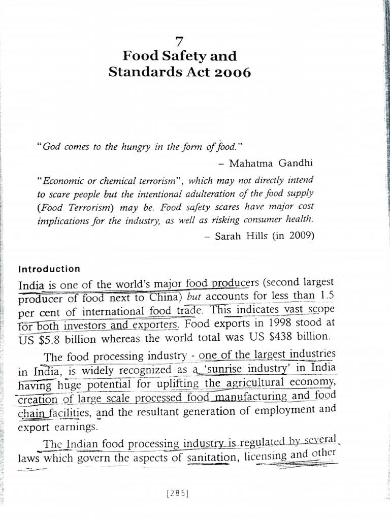 Food Safety and Standard Act PDF | PDF