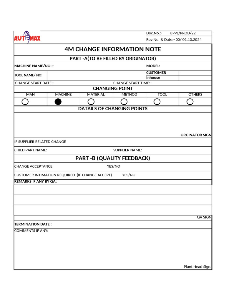 Change Information Note Template | PDF