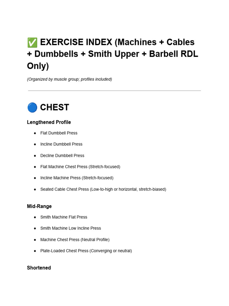 ExerciseIndex | PDF | Limbs (Anatomy) | Musculoskeletal System