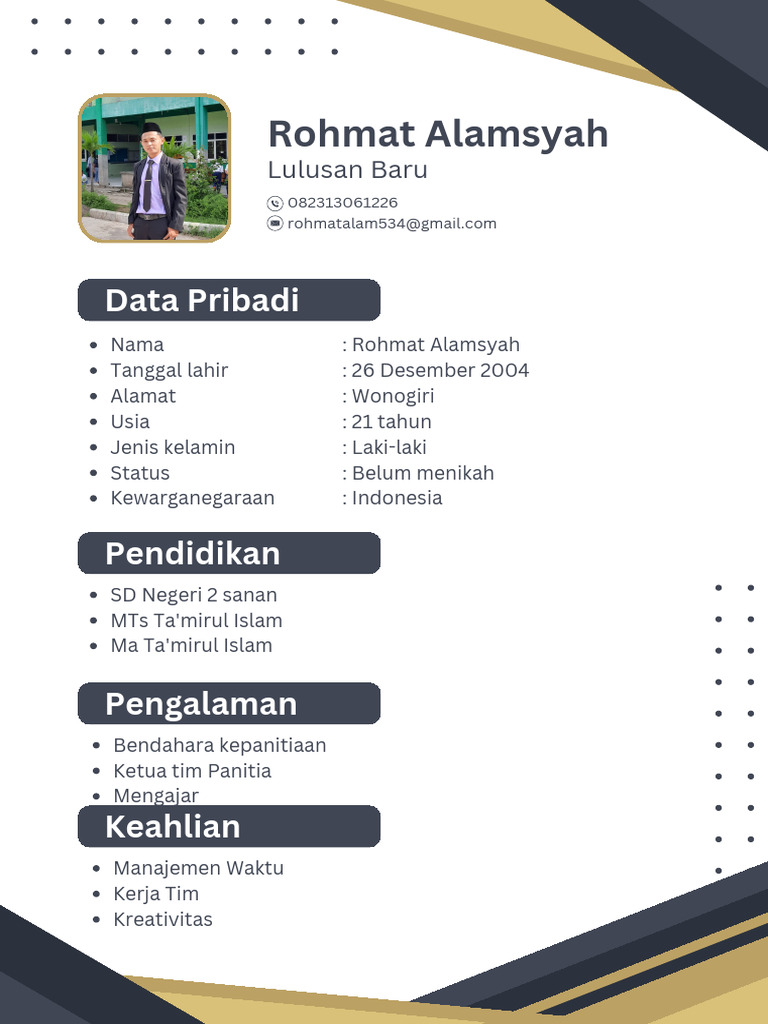 Profil Lulusan Baru Rohmat Alamsyah | PDF