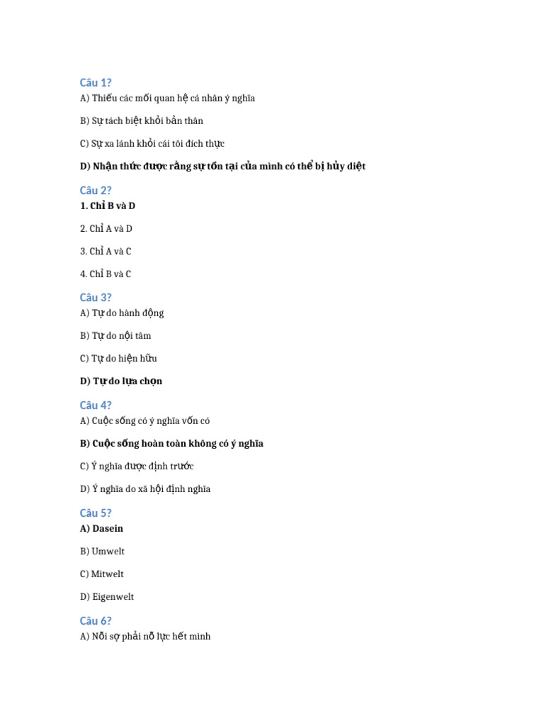 Existential Psychology Questions Bold | PDF