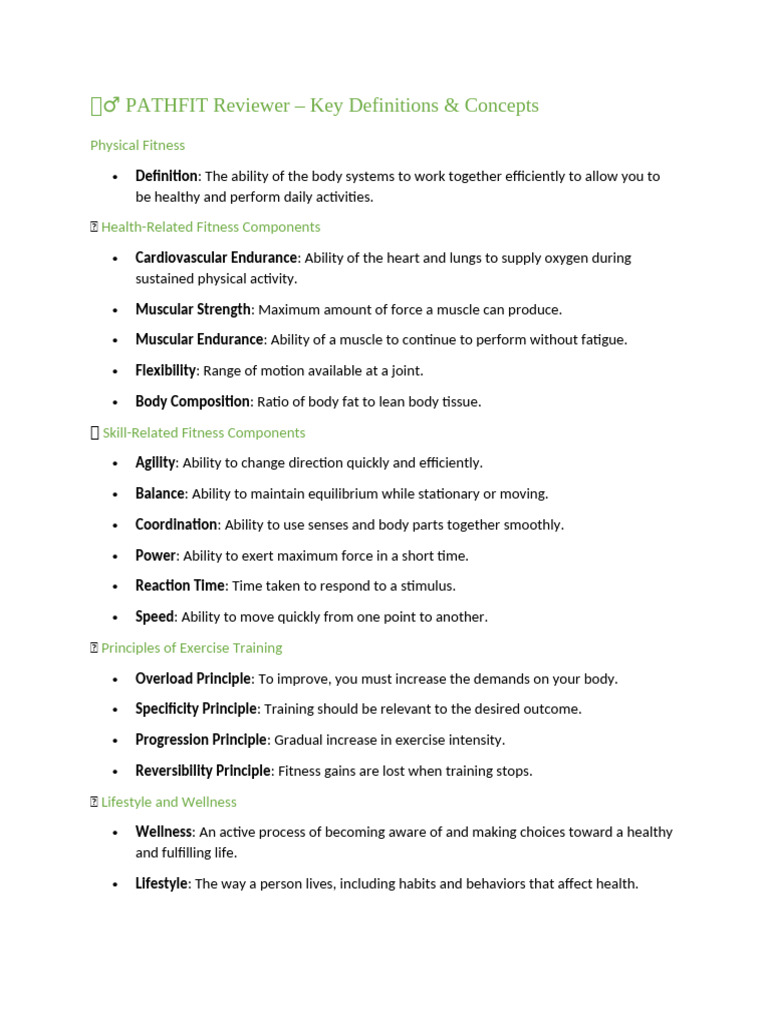 Key Concepts in Physical Fitness & Movement | PDF | Physical Fitness ...