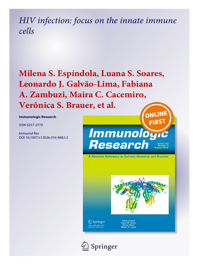 Innate Immune Cells in HIV Infection | PDF | Natural Killer Cell ...
