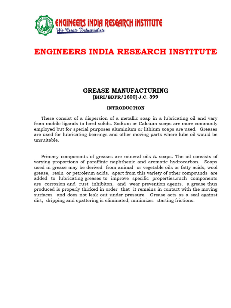 Grease Manufacturing Process Guide | PDF | Lubricant | Petroleum