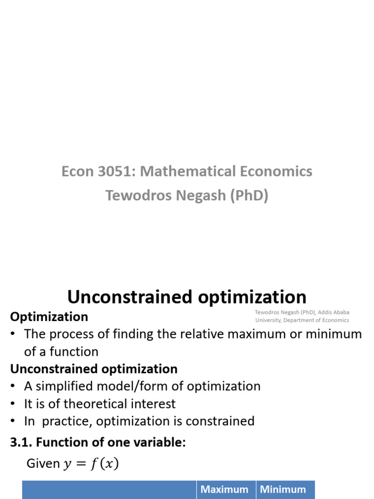 Econ 3051-Lecture Slide_Four | PDF | Mathematical Optimization ...