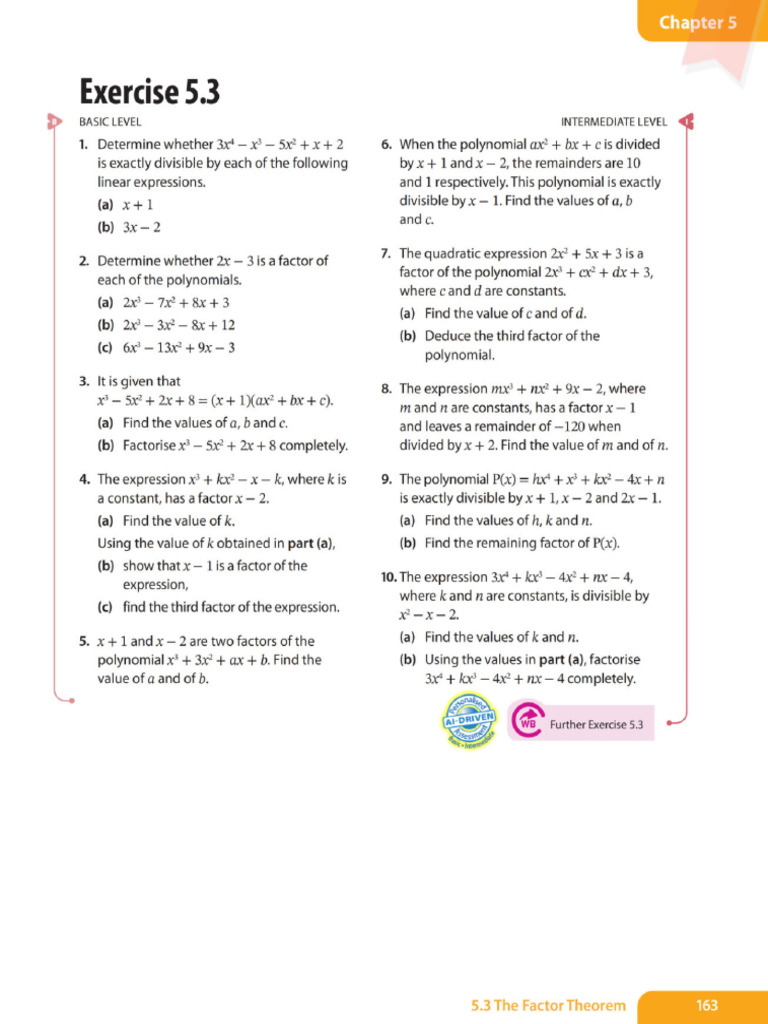 Factor and Remainder Theorem | PDF