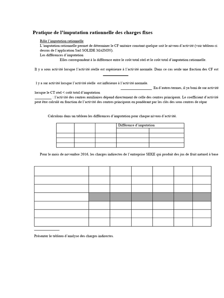 Imputation Rationnelle en Comptabilité CG | PDF | Comptabilité