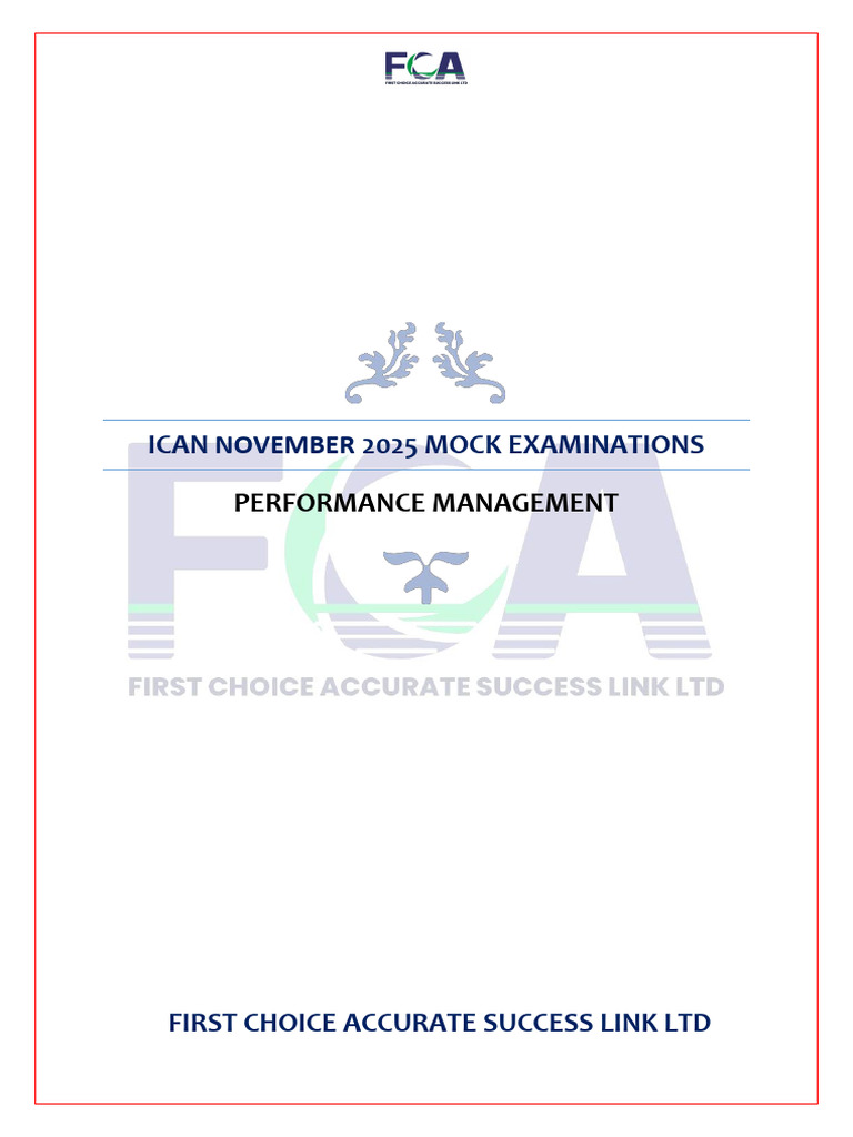 ICAN Nov 2025 Performance Management Mock Exam | PDF | Labour Economics ...