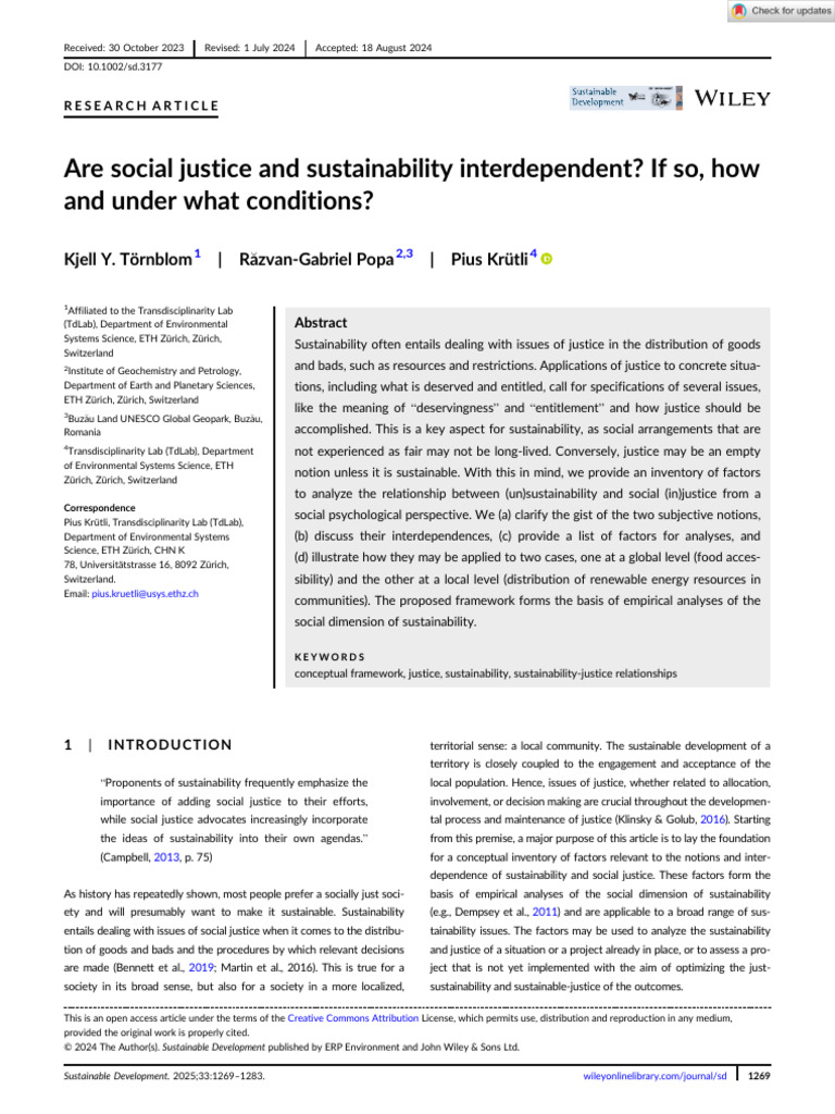 Interdependence of Justice and Sustainability | PDF | Sustainability ...