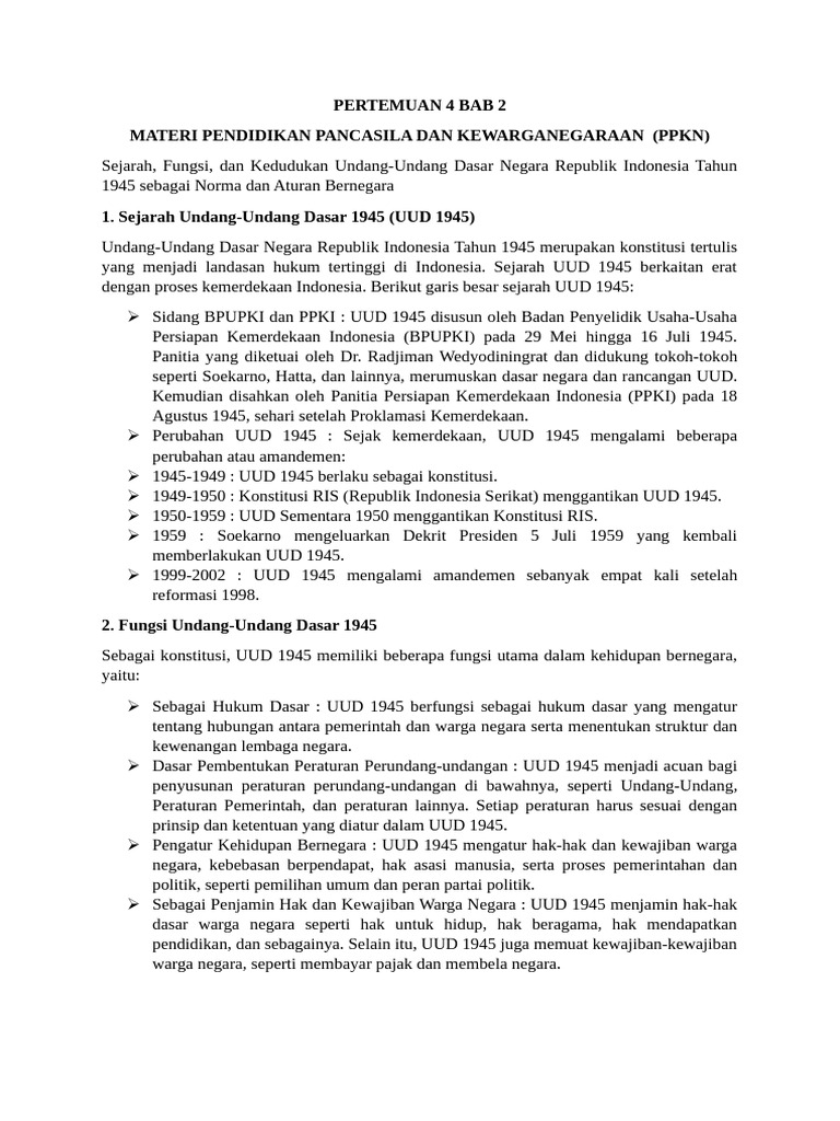 Sejarah dan Fungsi UUD 1945 di Indonesia | PDF