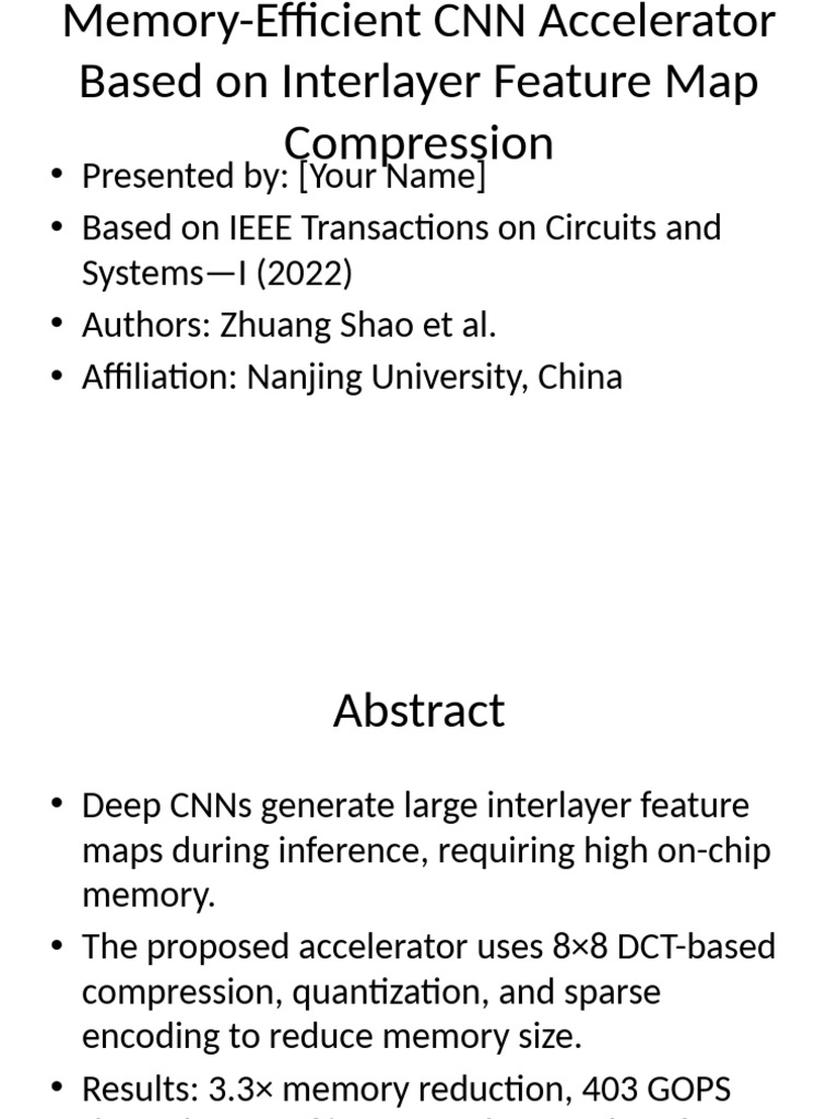 Memory-Efficient CNN Accelerator Design | PDF | Digital Television ...
